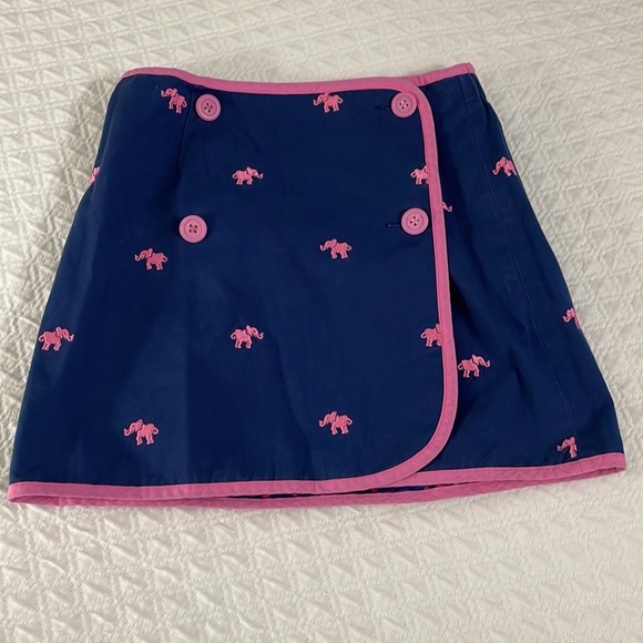Lilly Pulitzer girls 10 reversible skirt polka dot & elephants navy pink rare - Picture 3 of 5